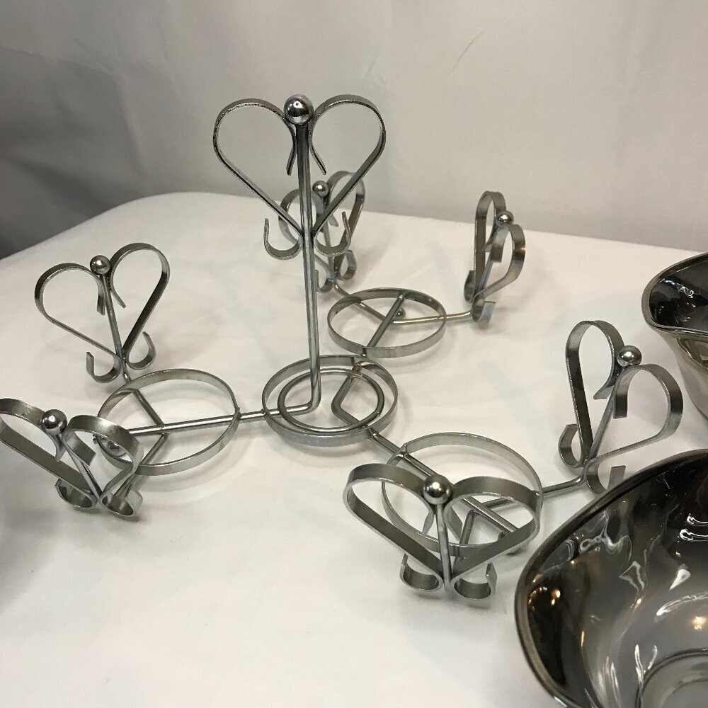 Vintage MCM Trio of Silver Ombre Dishes with Silver Metal Caddy, relish, serving - Picture 3 of 12